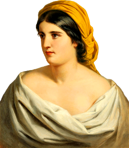 Anton Ebert Portrait Of A Woman With Yellow Headscarf Illustration