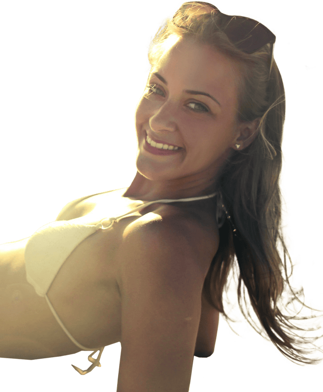 Woman In White Bikini Top