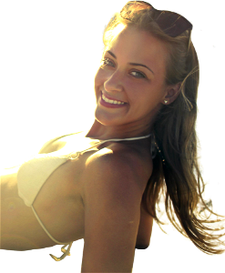 Woman In White Bikini Top