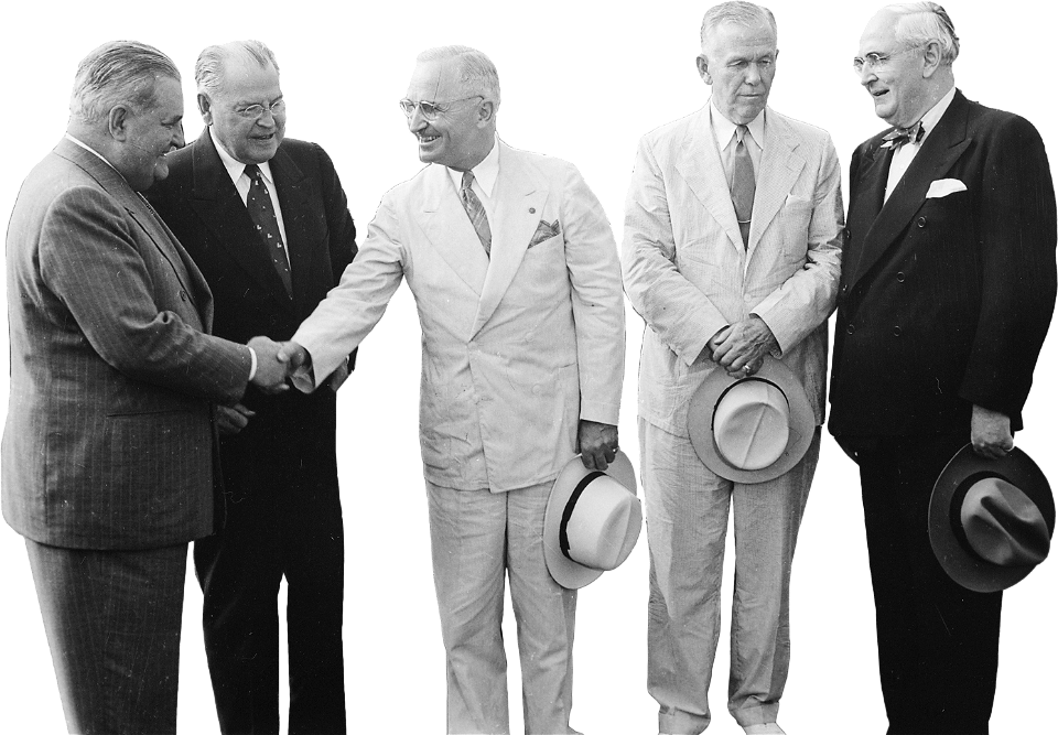 President Truman Sees Off Secretary Of State George Marshall And Two Delegates A Original