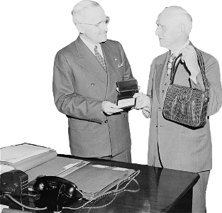 President Truman In The Oval Office Receives Tickets To A Baseball Game And An A Original