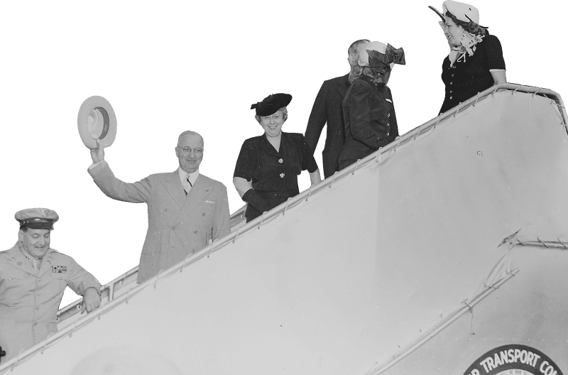 President Truman And His Party Board The Presidential Airplane To Fly To Brazil  Original