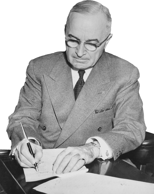 President Harry S Truman Is Shown At His Desk At The White House Signing A Procl Original