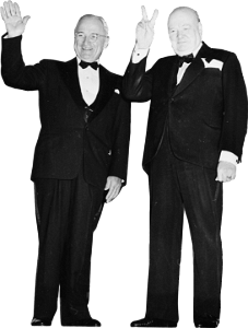 Photograph Of Winston Churchill Flashing His V For Victory Sign And President Tr Original