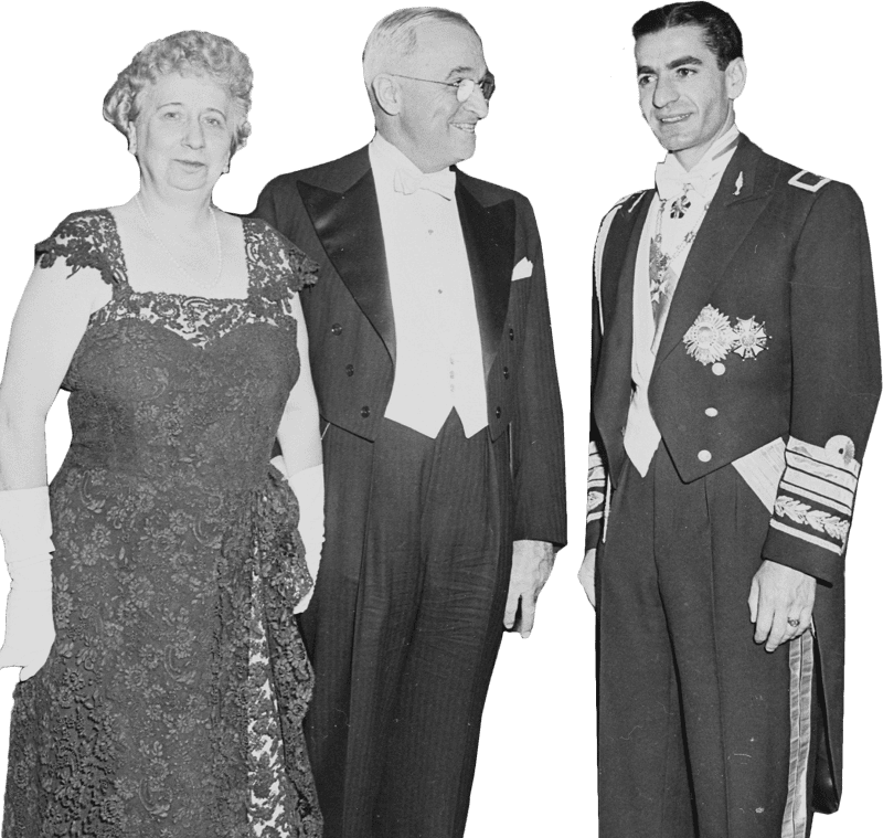 Photograph Of The President And Mrs Truman With The Shah Of Iran In Formal Attir Original