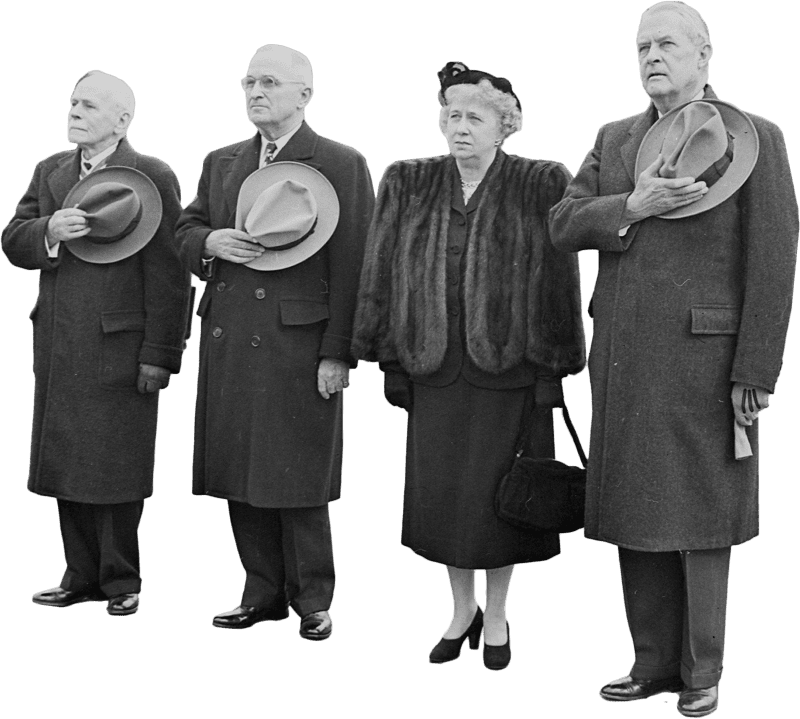 Photograph Of The President And Mrs Truman With Other Dignitaries Standing At At Original
