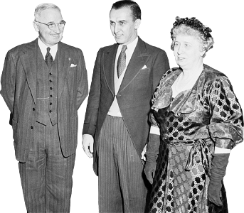 Photograph Of The President And Mrs Truman With Howard Mitchell Conductor Of The Original