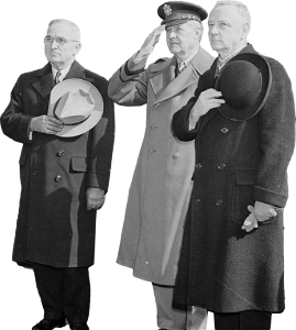 Photograph Of President Truman With Two Unidentified Men Standing Beside His Car Original