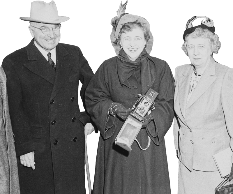 Photograph Of President Truman With Mrs Truman And Margaret Truman At Washington Original