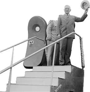 Photograph Of President Truman Waving His Hat To Spectators At The National Airp Original