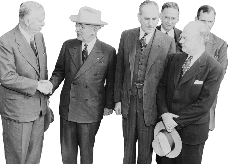Photograph Of President Truman Shaking Hands With Secretary Of Defense George C  Original
