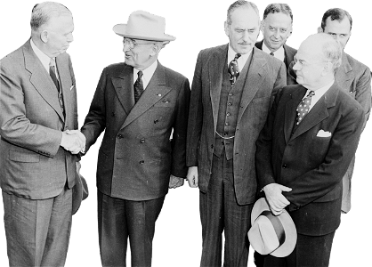 Photograph Of President Truman Shaking Hands With Secretary Of Defense George C  Original