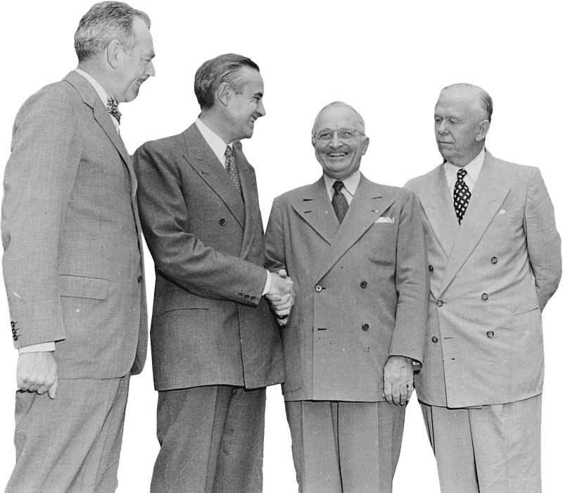 Photograph Of President Truman In The White House Rose Garden Shaking Hands With Original