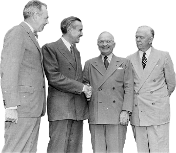 Photograph Of President Truman In The White House Rose Garden Shaking Hands With Original