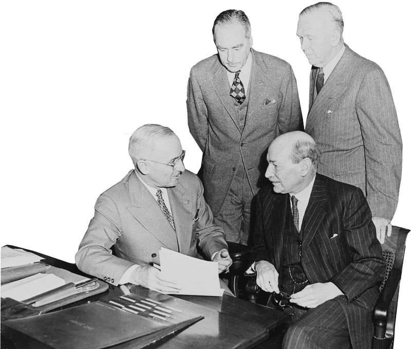 Photograph Of President Truman In The Oval Office With British Prime Minister Cl Original