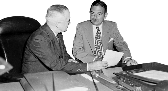 Photograph Of President Truman In The Oval Office Conferring With Governor Thoma Original