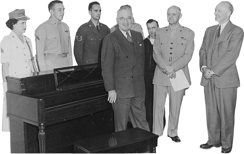 Photograph Of President Truman At The White House Receiving A Piano From The Pia Original