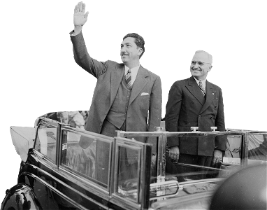 Photograph Of Mexican President Miguel Aleman Waving To The Crowd During A Welco Original