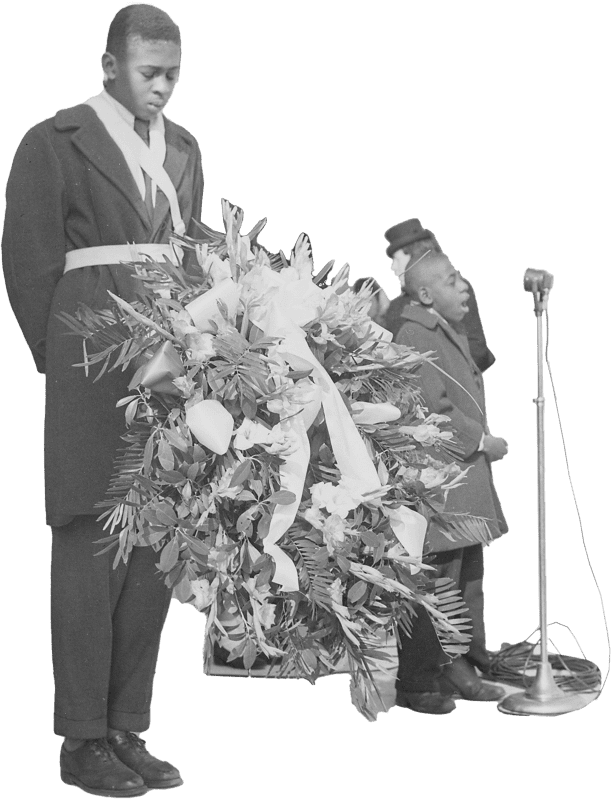 Photograph Of An Unidentified African American Youth With A Wreath At The Entran Original