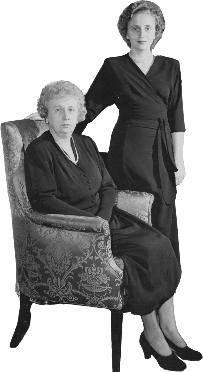 First Lady Bess Truman And Her Daughter Margaret Pose For A Portrait In Front Of Original