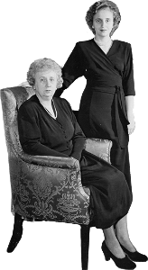 First Lady Bess Truman And Her Daughter Margaret Pose For A Portrait In Front Of Original