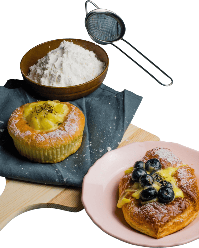 Breakfast Blue Wooden Desk Blue Bread