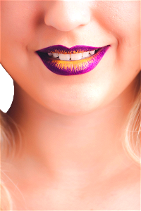 Womens Purple And Yellow Lips