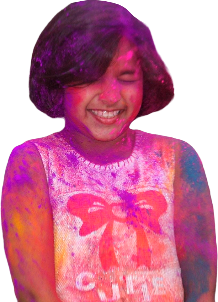 Young Girl Covered in Pink Powder