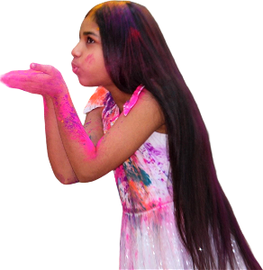 Girl Blowing Pink Powder From Her Hands
