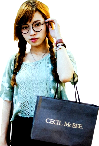 Asian girl with shopping bag