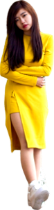Asian girl wearing yellow dress