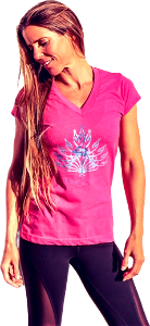 Woman in Pink V Neck Cap Sleeved Shirt Standing Near Wall