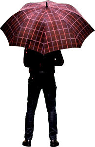 Person Wearing Black Pants Holding Umbrella Standing on Road