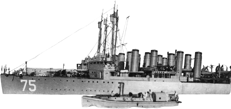 USS Wickes DD 75 Moored with Other Destroyers C1921