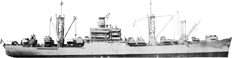 USS Vermilion Aka 107 at Anchor in 1948