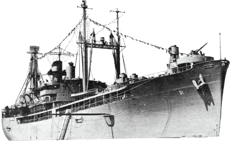 USS Tidewater Ad 31 at Anchor Circa in 1954