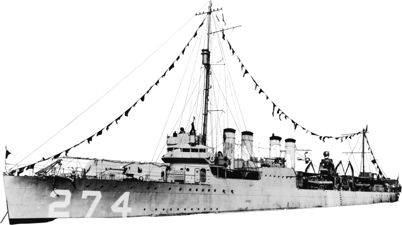USS Meade DD 274 at Anchor Off San Diego Circa in 1920 Nh 49833