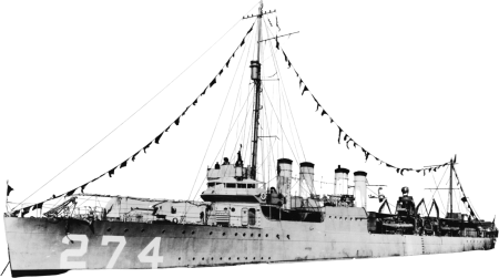 USS Meade DD 274 at Anchor Off San Diego Circa in 1920 Nh 49833