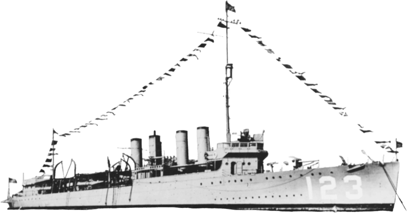 USS Gamble DD 123 at Anchor Circa in 1921 Nh 59648