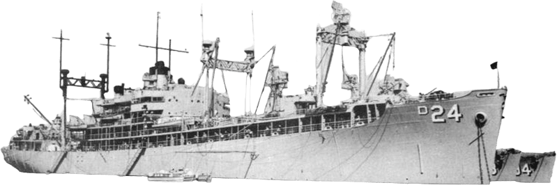 USS Everglades Ad 24 at Anchor in 1957