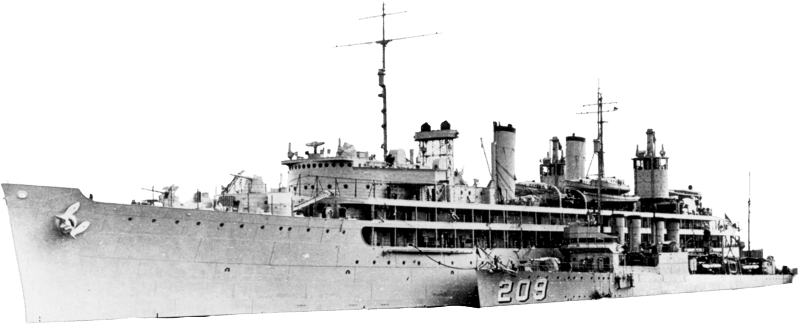 USS Dixie Ad 14 with USS Long DD 209 in 1940