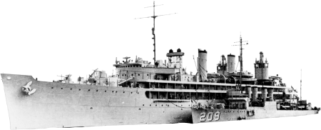 USS Dixie Ad 14 with USS Long DD 209 in 1940