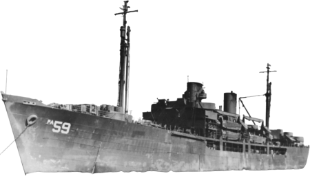 USS Audrain Apa 59 at Anchor Circa in 1945 Nh 74298