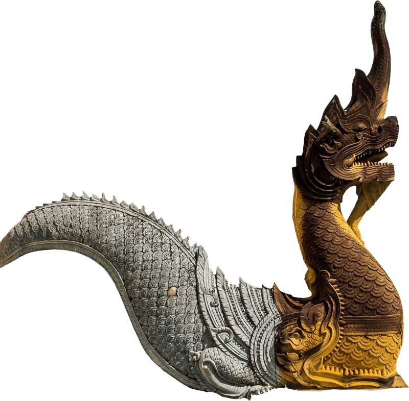 Temple Dragon Snake Staircase North Thailand