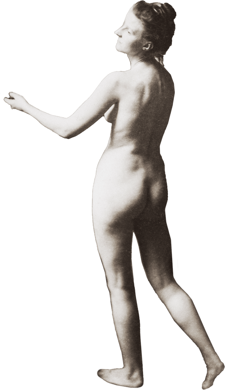 Nude Photography Study of a Female Nude Model Seen Diagonally From the Back ca 1