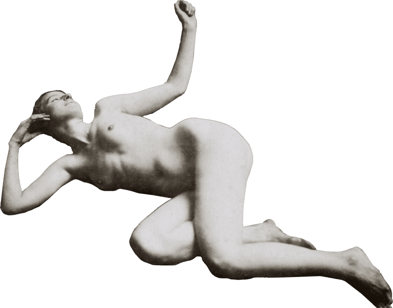 Nude Photography Study of a Female Nude Model Lying on a Tiger Skin in the Studi