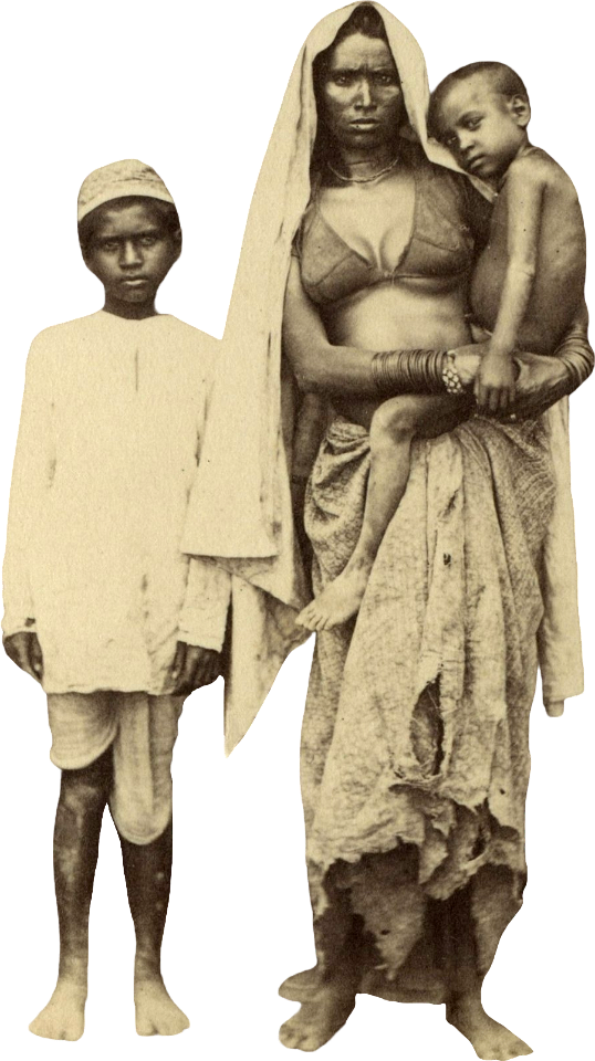 Unknown woman with two boys in india around 1870