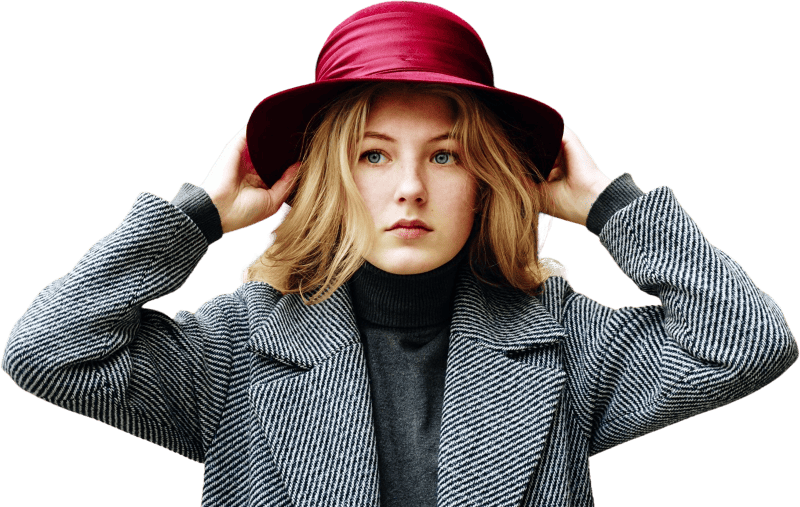 Close up photography of a woman wearing purple hat