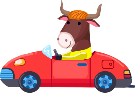 Bull with the car