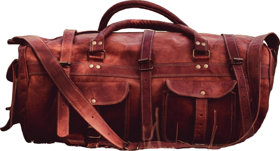 Brown leather duffel bag